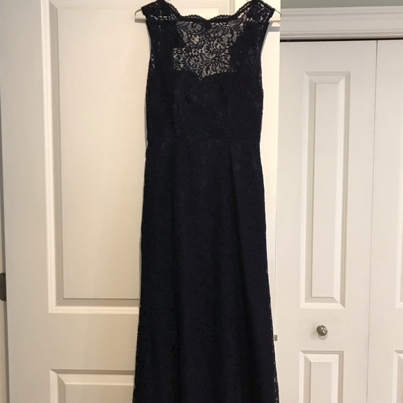 Gorgeous Navy Blue Lace Gown Size 2 - Picture 2 of 2